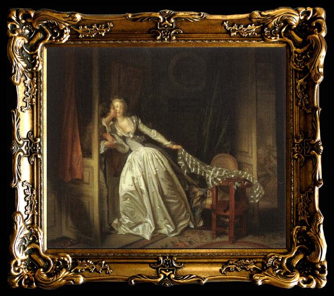 framed  Jean-Honore Fragonard The Stolen Kiss, Ta017